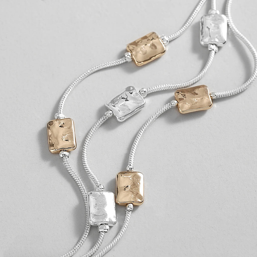 Geometric Square Beads Chain Bracelet for Women Silver Bangle Charm Jewelry