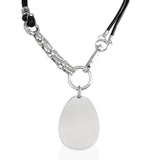Geometric Metal Pendant Leather Necklace for Women Girls