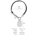 Geometric Metal Pendant Leather Necklace for Women Girls