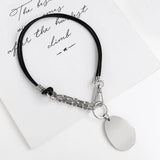 Geometric Metal Pendant Leather Necklace for Women Girls