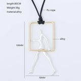 Unisex Couple Running Hug Geometric Pendant Necklace