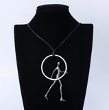 Unisex Couple Running Hug Geometric Pendant Necklace