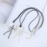 Unisex Couple Running Hug Geometric Pendant Necklace