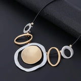 Geometric Circle Pendant Leather Necklace Statement Short Necklace Jewelry