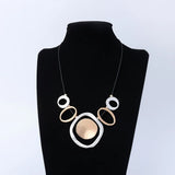 Geometric Circle Pendant Leather Necklace Statement Short Necklace Jewelry