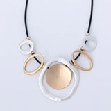 Geometric Circle Pendant Leather Necklace Statement Short Necklace Jewelry