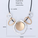 Geometric Circle Pendant Leather Necklace Statement Short Necklace Jewelry