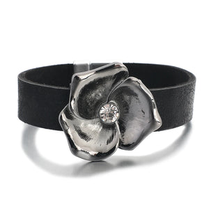 Vintage Leather Wrap Bracelets for Women Crystal Charm Wide