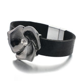 Vintage Leather Wrap Bracelets for Women Crystal Charm Wide