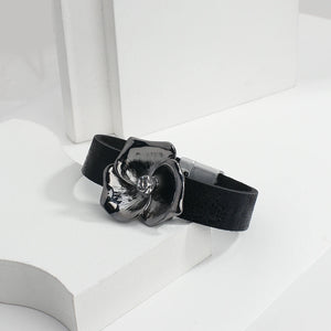 Vintage Leather Wrap Bracelets for Women Crystal Charm Wide