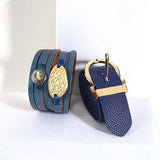 Vintage Resin Stone Charm Women Leather Bracelet