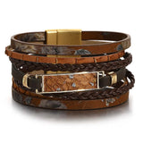 Vintage Flower Leather Bracelet Women Rope Charm Wrap Bohemian Jewelry