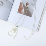 Vintage Geometric Heart Pendant Necklace for Women Girls