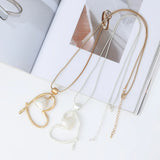 Vintage Geometric Heart Pendant Necklace for Women Girls