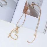 Vintage Geometric Heart Pendant Necklace for Women Girls