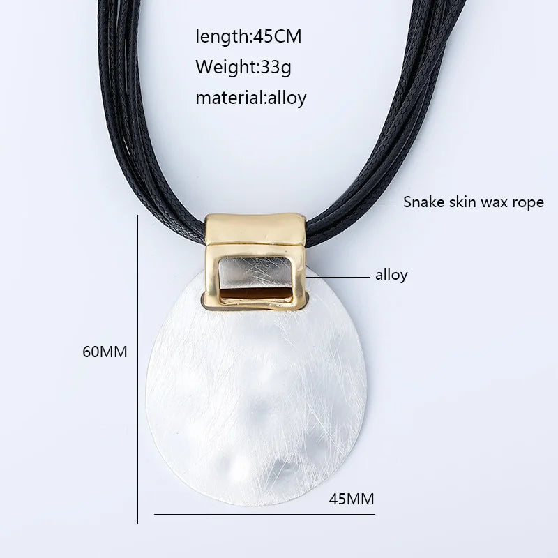 Vintage Geometric Pendant Short Rope Chain Necklace