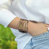Vintage Metal Bar Leather Bracelet for Women