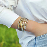 Vintage Metal Bar Leather Bracelet for Women