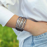 Vintage Metal Bar Leather Bracelet for Women