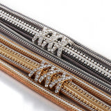 Vintage Leather Bracelet with Metal Charms Chains Studs