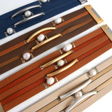 Vintage Natural Pearls Beads Leather Wrap Bracelets for Women Girls