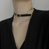 Women Punk PU Leather Choker Chain Collar Necklace Hip Hop Girls Party Jewelry