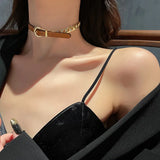 Women Punk PU Leather Choker Chain Collar Necklace Hip Hop Girls Party Jewelry