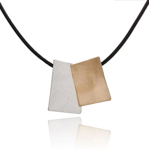 Short Leather Choker Collar with Square Pendant Necklace