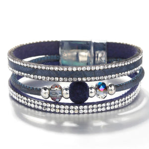 Bohemian Snake Skin Leather Wrap Bracelet with Magnetic Clasp