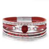 Bohemian Snake Skin Leather Wrap Bracelet with Magnetic Clasp