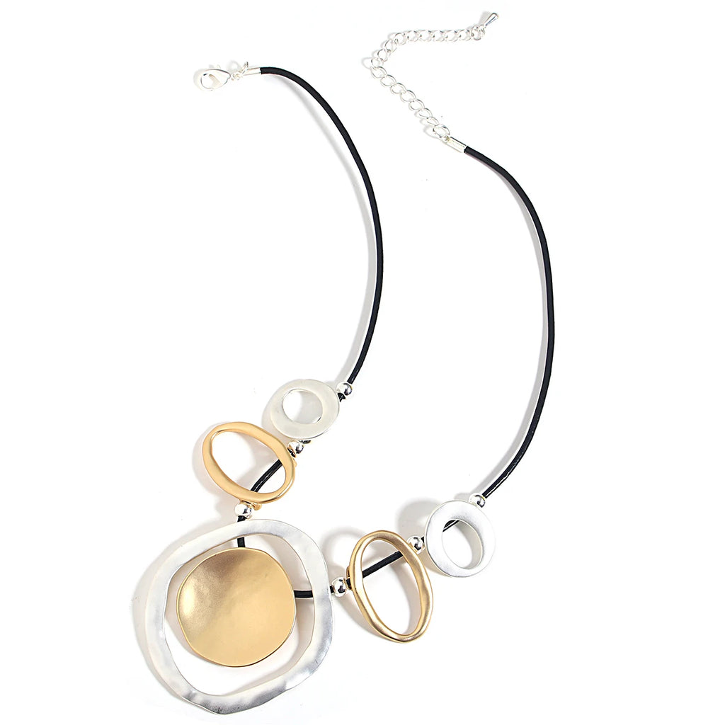 Vintage Geometric Circle Pendant Necklace for Women