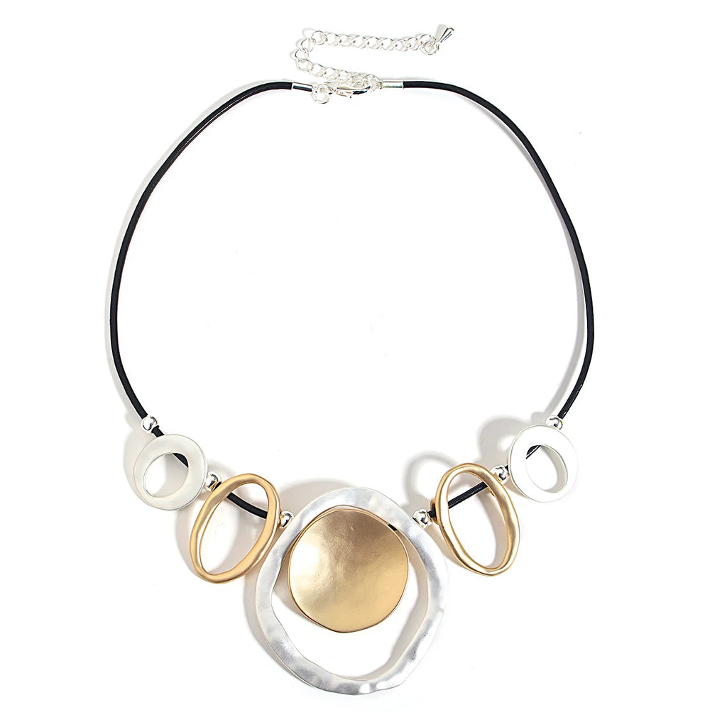 Vintage Geometric Circle Pendant Necklace for Women
