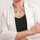 Vintage Geometric Circle Pendant Necklace for Women