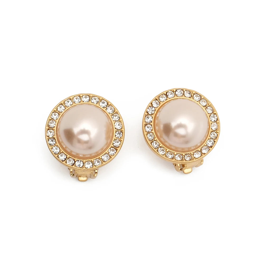 Vintage Pearl Clip Earrings for Lady Girl - Small Stud Earrings