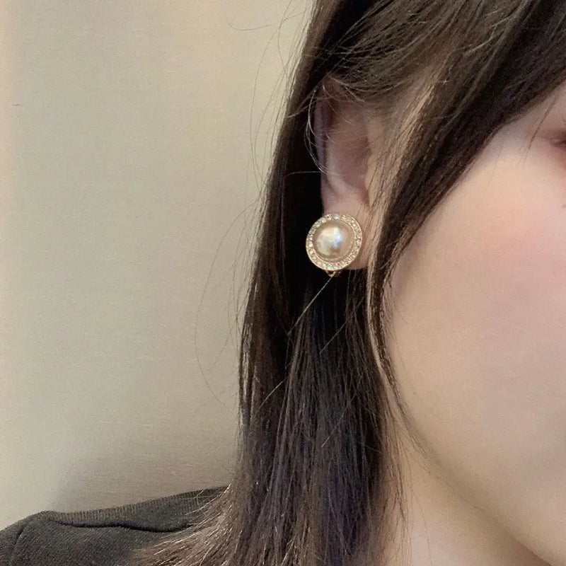 Vintage Pearl Clip Earrings for Lady Girl - Small Stud Earrings