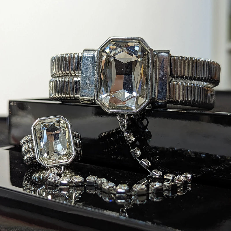 Sparkling Silver Bangles Set of 3