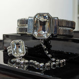 Sparkling Silver Bangles Set of 3