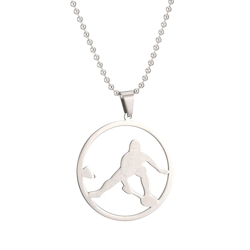 Amorui Bead Chain Badminton Necklace Stainless Steel Sports Fan Necklace