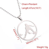 Amorui Bead Chain Badminton Necklace Stainless Steel Sports Fan Necklace