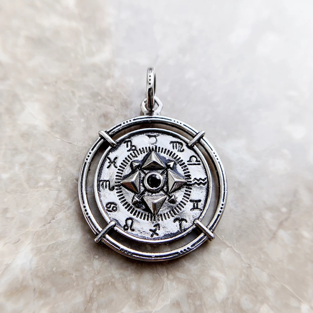 Amulet Elements Of Nature Pendant Vintage 925 Sterling Silver Jewelry