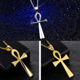 Egyptian Ankh Crucifix Necklace Stainless Steel Cross Jewelry Men