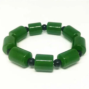 Men's Green Jade Beads Bracelet Amulet Jewelry