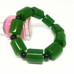 Men's Green Jade Beads Bracelet Amulet Jewelry