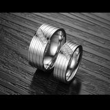 Amvie Couple Rings Inlaid with Zircon Stainless Steel Wedding Engagement Gift