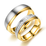 Amvie He and Her Couple Rings with Zircon Inlay