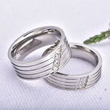 Amvie Couple Rings Inlaid with Zircon Stainless Steel Wedding Engagement Gift