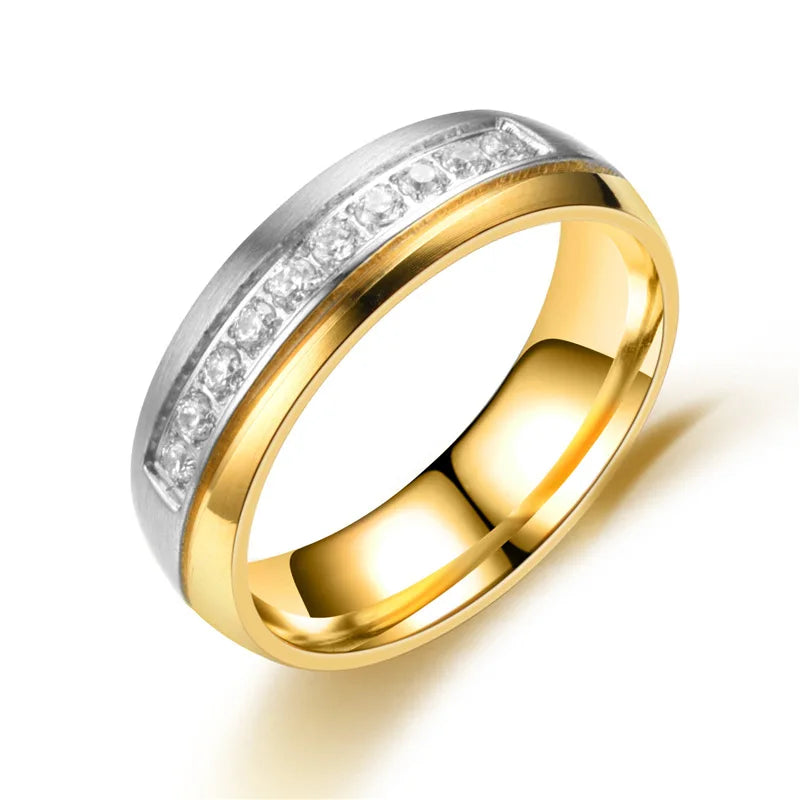 Amvie He and Her Couple Rings with Zircon Inlay