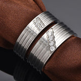 Amvie Couple Rings Inlaid with Zircon Stainless Steel Wedding Engagement Gift