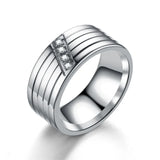 Amvie Couple Rings Inlaid with Zircon Stainless Steel Wedding Engagement Gift