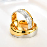 Amvie He and Her Couple Rings with Zircon Inlay